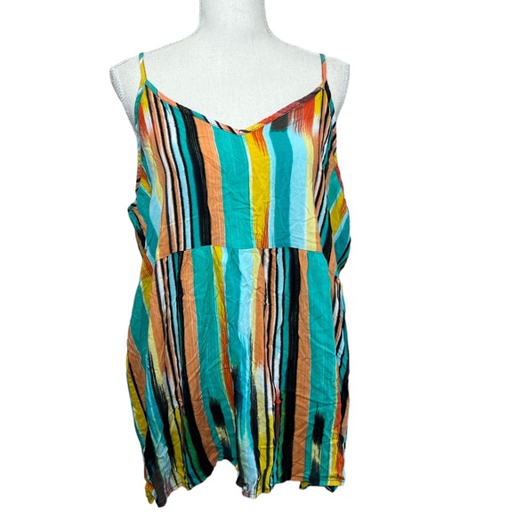 Wet Seal Tops - 💥2/$15 Wet Seal colorful brushstroke  stripe spaghetti strap tank top size 2X